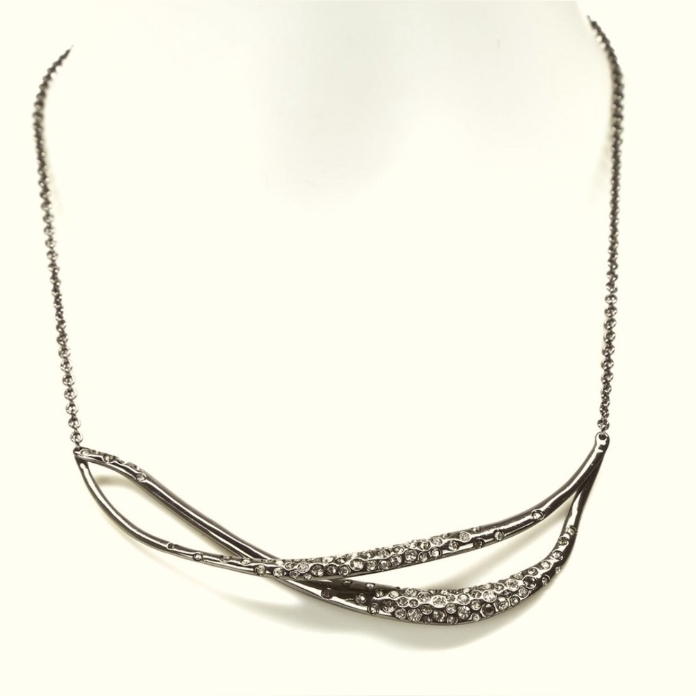 Alexis Bittar Miss Havisham Necklace Crystal Encrusted Intertwined Pendant